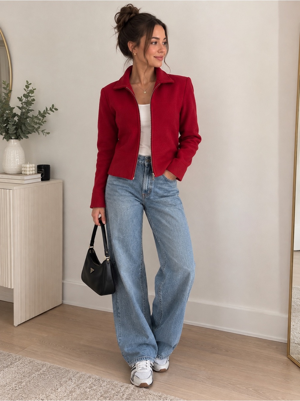 VINTAGE Wool and Cashmere Red Zip Jacket -SIZE 10P